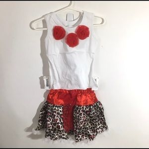 Red Leopard Print Baby Girl Skirt Set